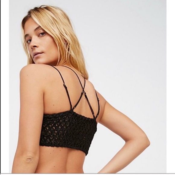 Free People Adella Crochet Lace Bralette Black - Picture 3 of 10